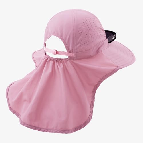 Sun Hats for Men Women with Neck Flap UPF 50+ UV Protection Wide Brim Bucket Hat Safari Hiking Fishing Hats - color: Pink