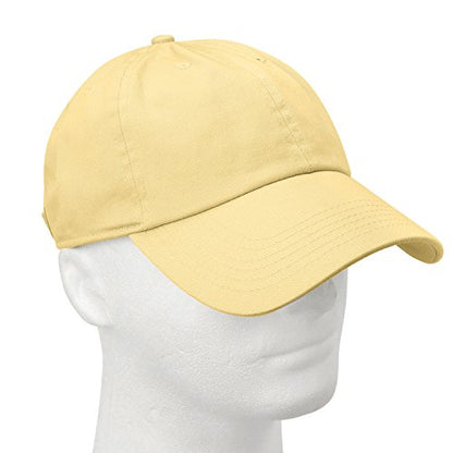 Falari Classic Baseball Cap Dad Hat 100% Cotton Soft Adjustable Size - color: Light Yellow