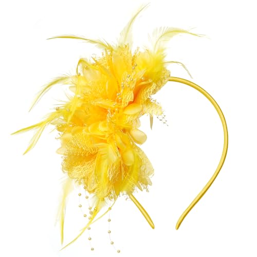 Pistha Womens Fascinators Hats Tea Party Hats Headband for Women Dresses - color: Yellow