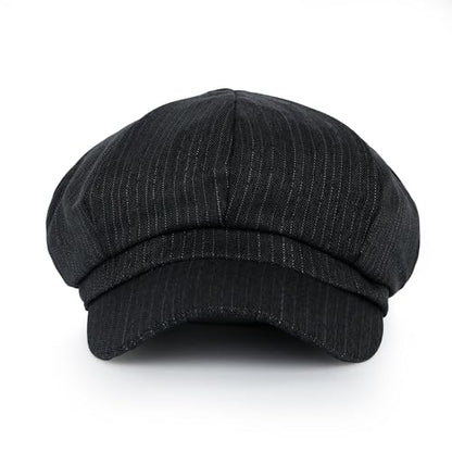 ililily Washed Cotton Newsboy Cabbie Cap Corduroy Duck Bill Flat Hunting Hat - color: Herringbone Dark Grey