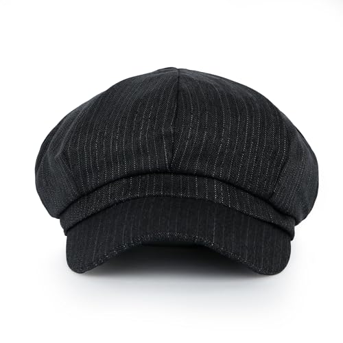 ililily Washed Cotton Newsboy Cabbie Cap Corduroy Duck Bill Flat Hunting Hat - color: Herringbone Dark Grey