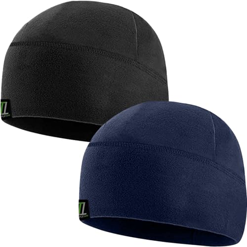 Temple Tape Tactical Fleece Watch Cap Beanie – Skull Cap Fleece Hat - Mens & Women - color: [2-pack] 1-black & 1-navy, size: One Size