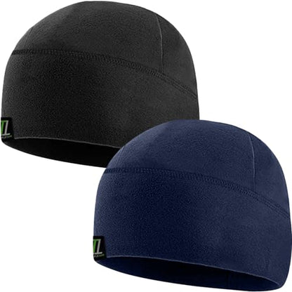 Temple Tape Tactical Fleece Watch Cap Beanie – Skull Cap Fleece Hat - Mens & Women - color: [2-pack] 1-black & 1-navy, size: One Size