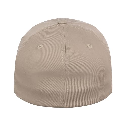 Lids Blank All Star Classic Structured Stretch Fitted Baseball Cap – Curved Bill Hat for Men and Women - color: Khaki, size: Large-X-Large