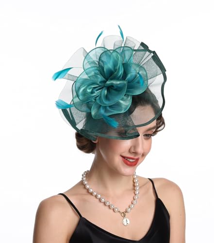 Women's Organza Church Vintage Wedding Fascinator Tea Party Wedding Hat Summer - color: Hj2-avocade Green