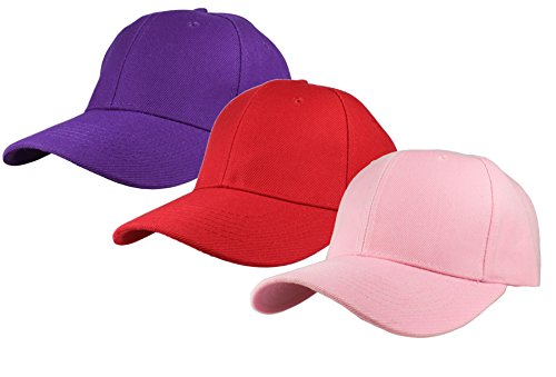 Gelante Plain Baseball Cap Adjustable Back Strap 3 PC - color: 3pcs-purple/Red/Pink