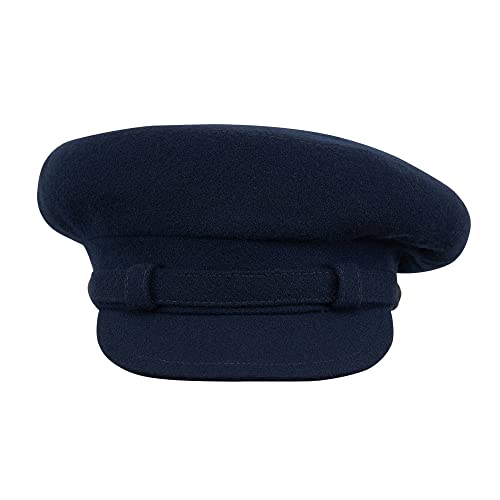 Sterkowski Maciejwka Model 2 Fisherman Wool Fiddler Cap for Men and Women, Warm Captain Cap - color: Navy Blue, size: 7 5/8