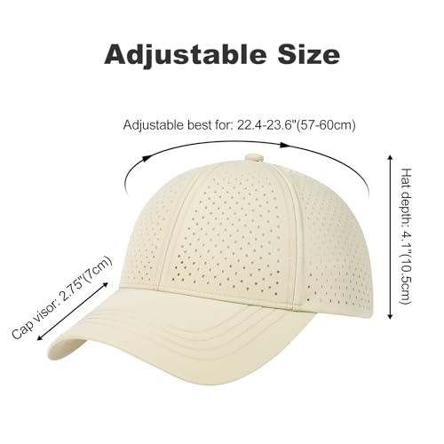 FEINION Men Laser Mesh Breathable Snapback Baseball Cap - color: Khaki