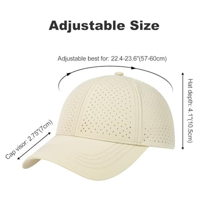 FEINION Men Laser Mesh Breathable Snapback Baseball Cap - color: Khaki