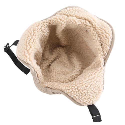 Unisex Winter Warm Aviator Earflap Hat Double-Side-Wear Sherpa Lined Trapper Hat Pilot Cap Outdoor Ski Hunting Cycling - color: Beige