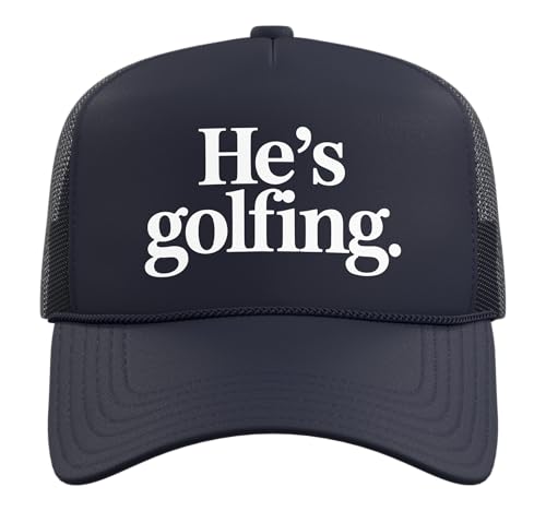 He's Golfing Trucker Hat with Adjustable Mesh Back - color: Navy Blue