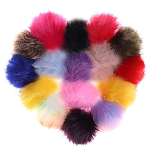 Abgream 16-Pack Faux Fur Pom Pom Balls with Elastic Loop - color: Style B