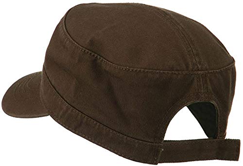 Ashen Fane Superior Garment Washed Cotton Twill Adjustable Army Cap - color: Dark Brown