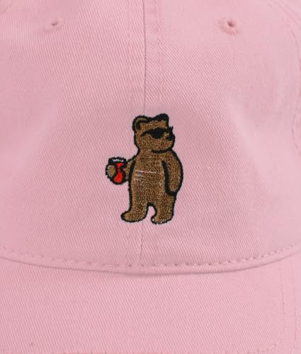 Riot Society Mens Embroidered Adjustable Dad Hat - color: Riot Bear Embroidered (Pink)