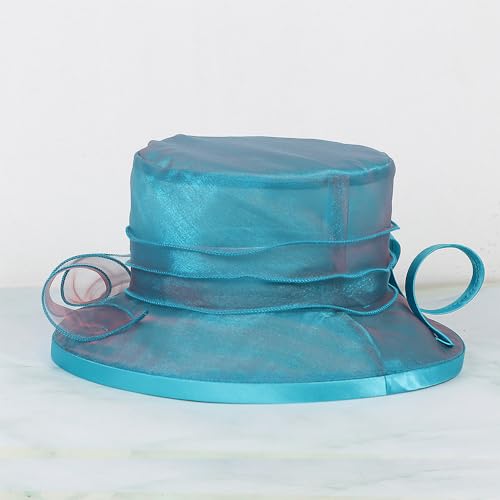 Floral Wedding Hat for Women's Tea Party Fascinators Kentucky Church Derby Hats - color: Peacock Blue