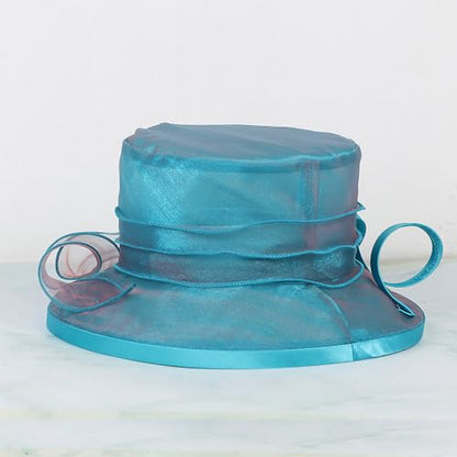 Floral Wedding Hat for Women's Tea Party Fascinators Kentucky Church Derby Hats - color: Peacock Blue