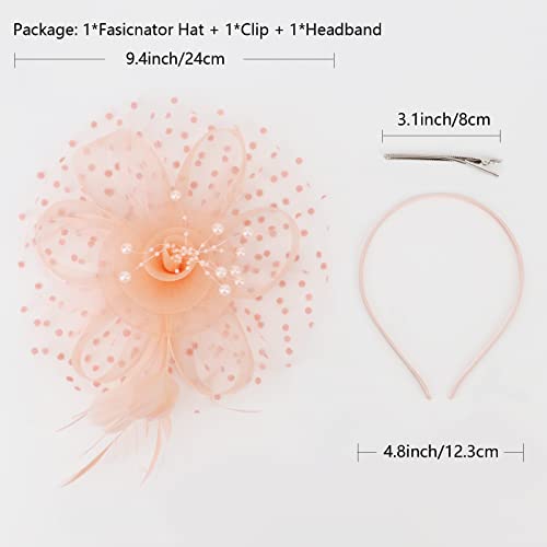 AQOKKA Women Fascinators Hats Flower Fascinators with Headband and Clip Tea Party Headwear for Women and Girls - color: 1 Pc 7" Diameter / Champagne