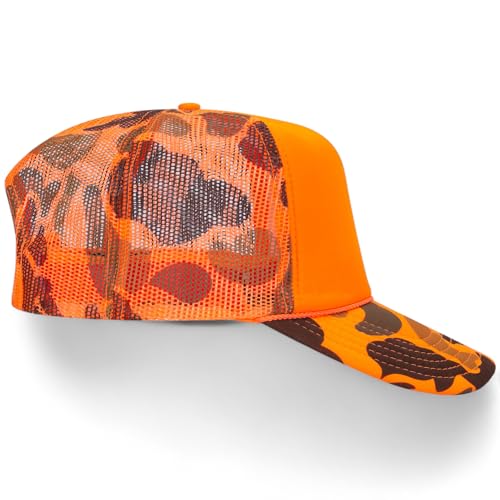 Connoisseur Trucker Hat | Funny Meme Party Trendy Cowboy Beer | Premium Snapback Hat for Men & Women - color: Orange Camo