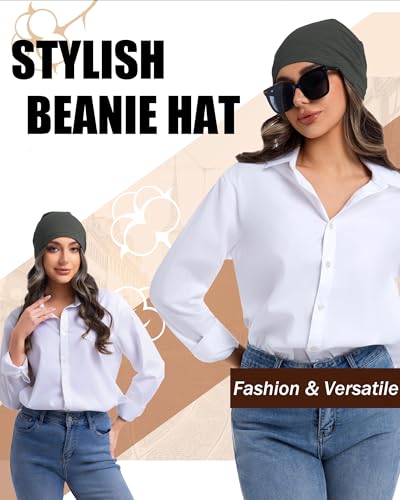 100% Cotton Summer Beanie for Men Women, Thin Soft Slouchy Beanies - color: 1pcs-dark Gray, size: Medium