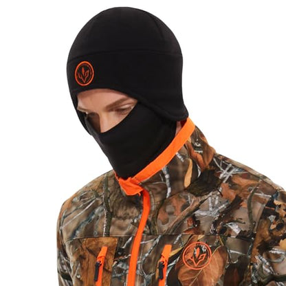 BASSDASH Unisex Soft Fleece 2-in-1 Hat with Mask Ear Flap - color: Black