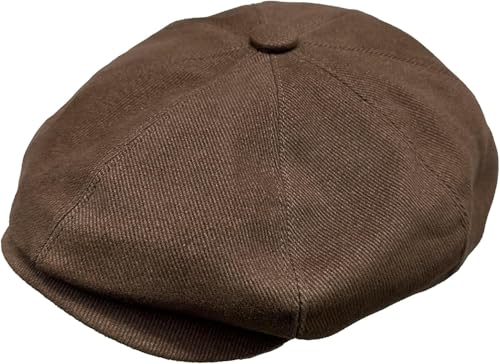 Newsboy Hats for Men Flat Cap Cotton Caps for Men Classic 8 Panel Ivy Hat Driver Cap for Women (Cotton, Denim) - color: Coffee