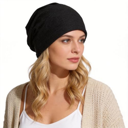 Ruphedy Men Slouchy Beanie Summer Long Oversize Thin Lightweight Skull Cap B011h - color: Black, size: One Size
