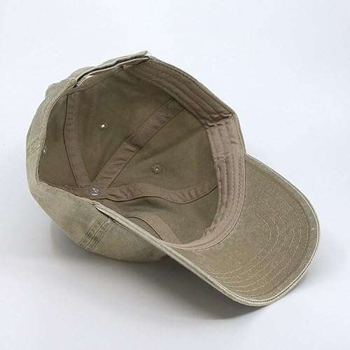 Plain Washed Cotton Adjustable 6 Panel Dad Hat Baseball Cap - color: Khaki