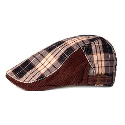 2 Pack Men's Plaid Cotton Flat Newsboy Ivy Cabbie Golf Gatsby Cap Hat - color: 680nc