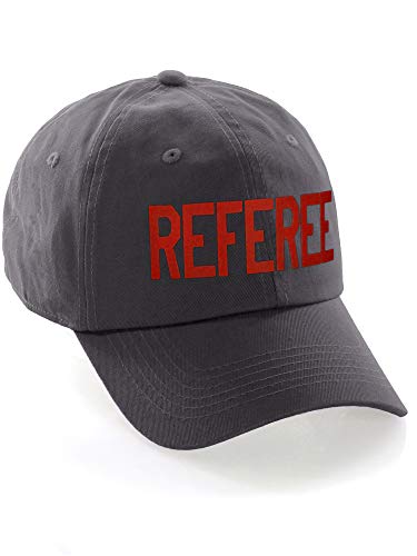 Classic Referee Hat Premium Cotton Low Profile Unstructured Adjustable Strapback - color: Charcoal Red