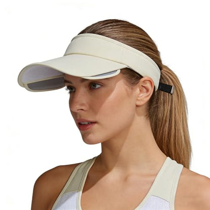Summer Sun Visor Hat with Retractable Brim, Sun Golf Visor Hats Beach Hats for Men Women - color: Khaki