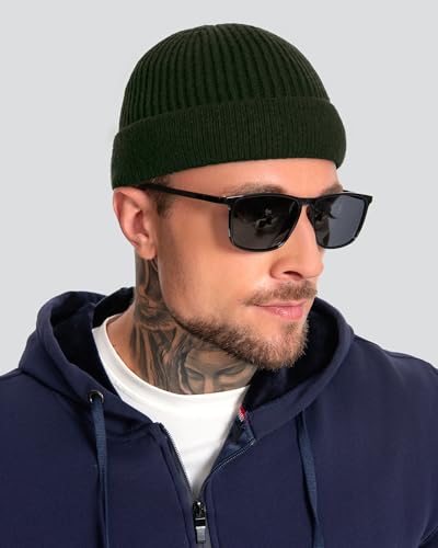 ROYBENS Swag Wool Short Beanie for Men Women, Fleece Lined Warm Winter Hat - color: 1pcs- Army Green