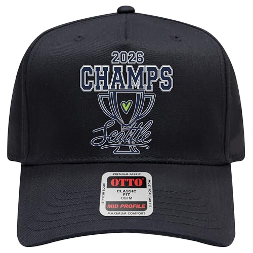 Seattle 2026 Champions Hat | Premium Adjustable Snapback Baseball Trucker Hats for Men & Women - color: Black Go Heart