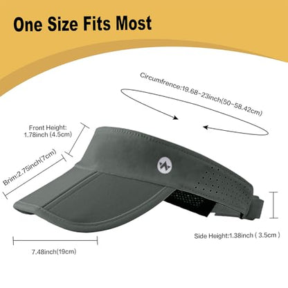 WANDER Sports Sun Visor Hat Mesh Foldable Brim for Men Women Running - color: Dark Grey