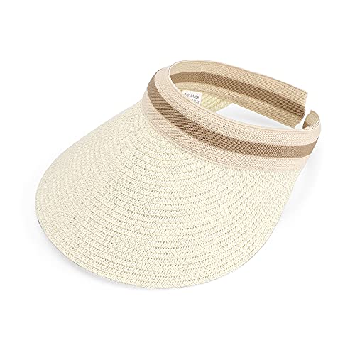 Women Summer Sun Hat Lady's Portable Beach Visor Bowknot Straw Hat - color: White4