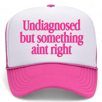 BROTHER TRUCKERS Undiagnosed But Something Ain't Right Mesh Back Hat - color: Hot Pink/White