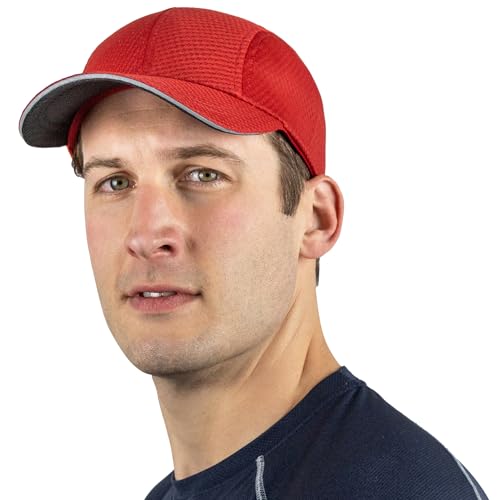 TrailHeads Men's Race Day Running Hat, Quick Dry, Moisture Wicking - color: Red