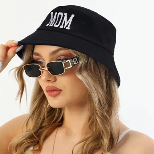 XYIYI 2 Pack Unisex Bucket Hat for Women Men Summer Beach Fishing Hat Sun Hat - color: Mom Black White