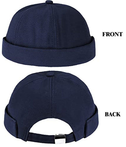 Glamorstar Dome Brimless Hats for Women Men Sailor Docker Beanie Cap Hip Hop Hats - color: Navy