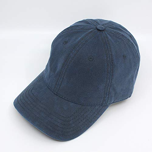 Heavy Washed Coated Canvas Wax-Look Adjustable Low Profile Men Women Baseball Cap - color: Unstructured Navy