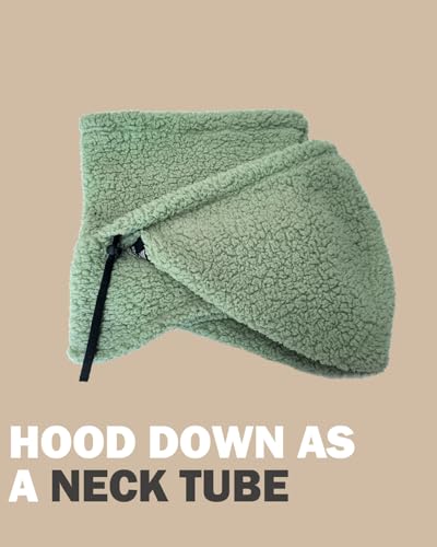 Shy Velvet Sherpa Hood Balaclava Wind-Resistant Ski Mask for Men and Women - color: Avocado Green