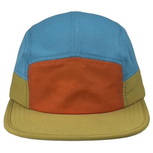 FASHIXD 5 Panel Hats for Men Baseball Cap Outdoor Sports Running Cap - color: Orange/Light Blue