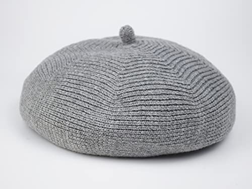 French Style Beret Hat for Women Winter Fall Knit Artist Hats Classic Solid Color Beanie Hat - color: Light Grey