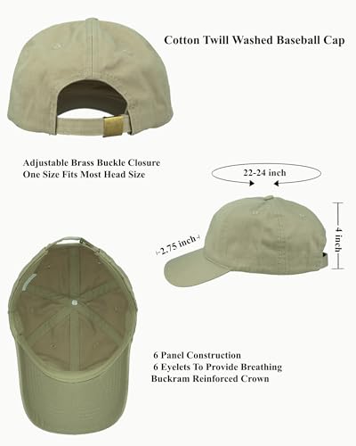 Gelante Cotton Twill Washed Unstructure Baseball Cap - Adjustable Blank Hat for Men Women - Wholesale Bulk Lot of 6 Pack - color: Solid Khaki