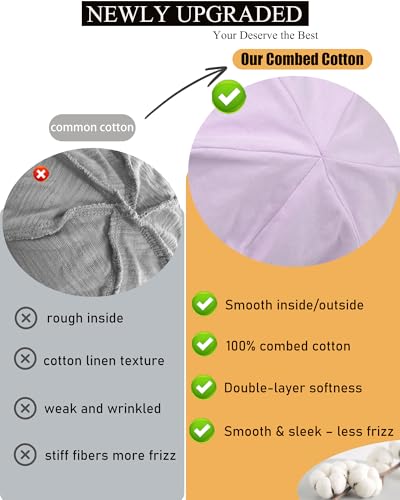 ROYBENS 100% Cotton T-Shirt Beanie for Women Men Slouchy Soft Skull Cap - color: 1pcs-light Purple
