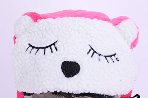 Cute Kids Winter Hat Baby Boy Girl Windproof Ski Mask Balaclava Trapper Cap Fur Fleece Warm Earflap Beanie Snow Hat - color: Pink