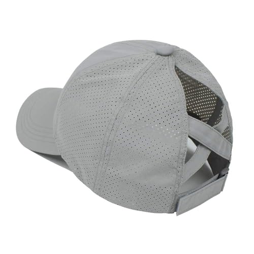 Womens Criss Cross Ponytail Hat Quick Drying Baseball Cap Sun Hats UV Protection Sport Cap - color: Grey With Heart
