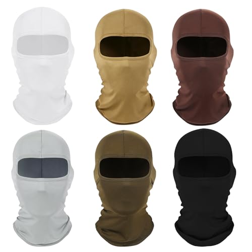 2Pcs Full Face Cover Ski Mask Balaclava Unisex Hood Cap Neck Gaiter UV Protector for Outdoor Sports Snowboard Travel - color: 6pcs-white/Brown/Mocha Brown/Light Gray/Olive Green/Black