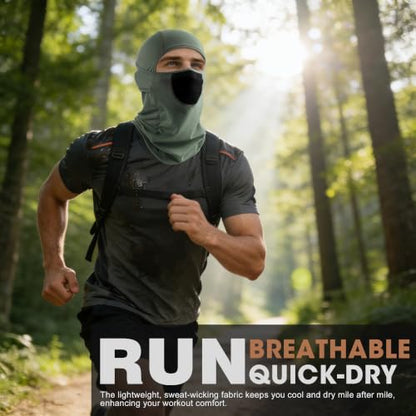 WTACTFUL Breathable Balaclava Face Mask Men, Summer UPF 50+ Sun Protection - color: Black+gray