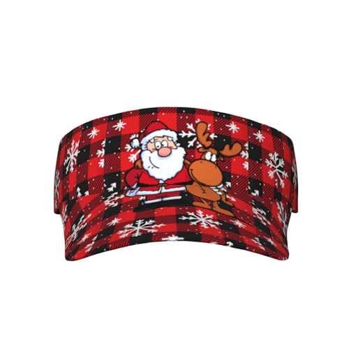 Cute Christmas Plaid Snowflakes Winter Sun Visor Hat for Women Men Adjustable Empty Top Sports Golf Visor Cap Hats