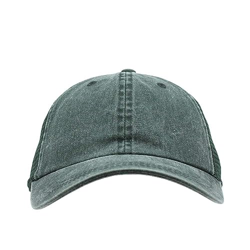 Vintage Washed Soft Mesh Cotton Adjustable Baseball Cap - color: Dark Green